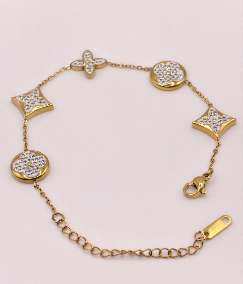 Pulsera Trébol Piedras Mujer